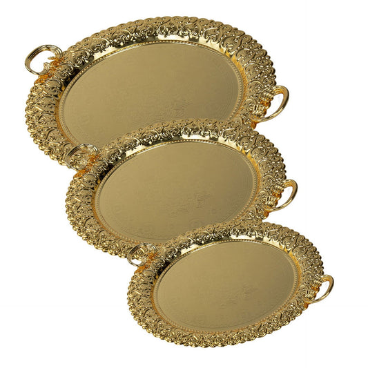 Elegant Gold Party Serving Tray Set by SQ Professional Set of 3