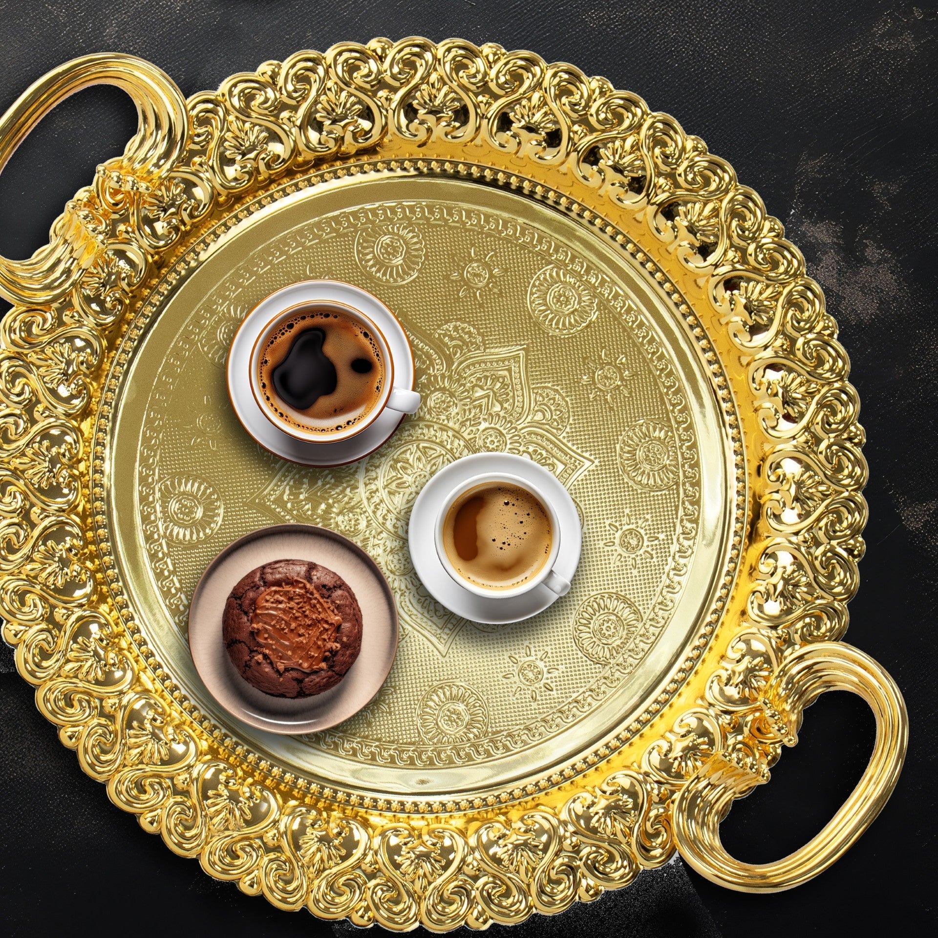 Elegant Gold Party Serving Tray Set by SQ Professional Set of 3
