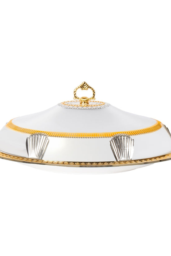 Elegant SQ Professional Durane Ornate Party Food Serving Cloche with Tray Silver 58338LSG