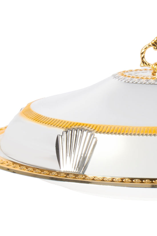 Elegant SQ Professional Durane Ornate Party Food Serving Cloche with Tray Silver 58338LSG