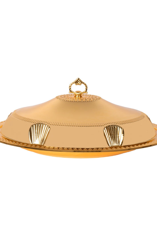 Elegant Gold Food Serving Cloche with Tray SQ Professional 58338LFG