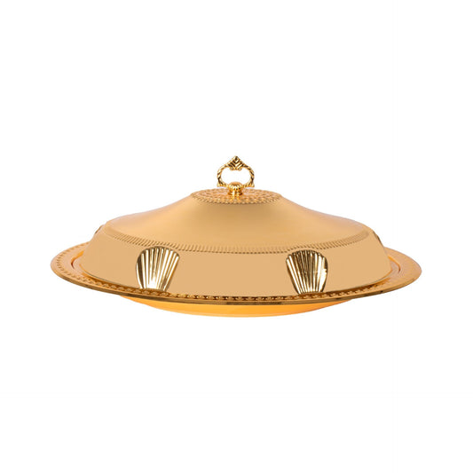 Elegant Gold Food Serving Cloche with Tray SQ Professional 58338LFG