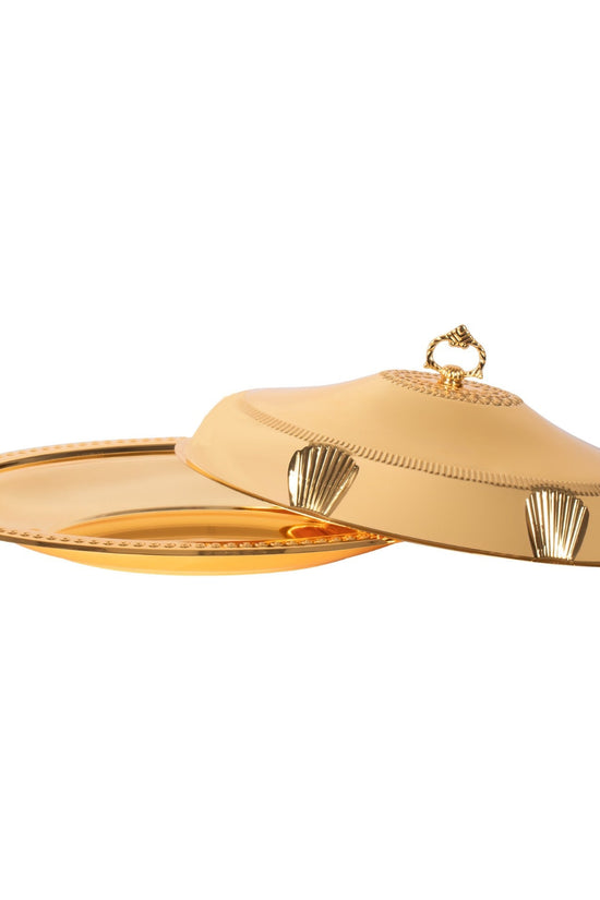 Elegant Gold Food Serving Cloche with Tray SQ Professional 58338LFG