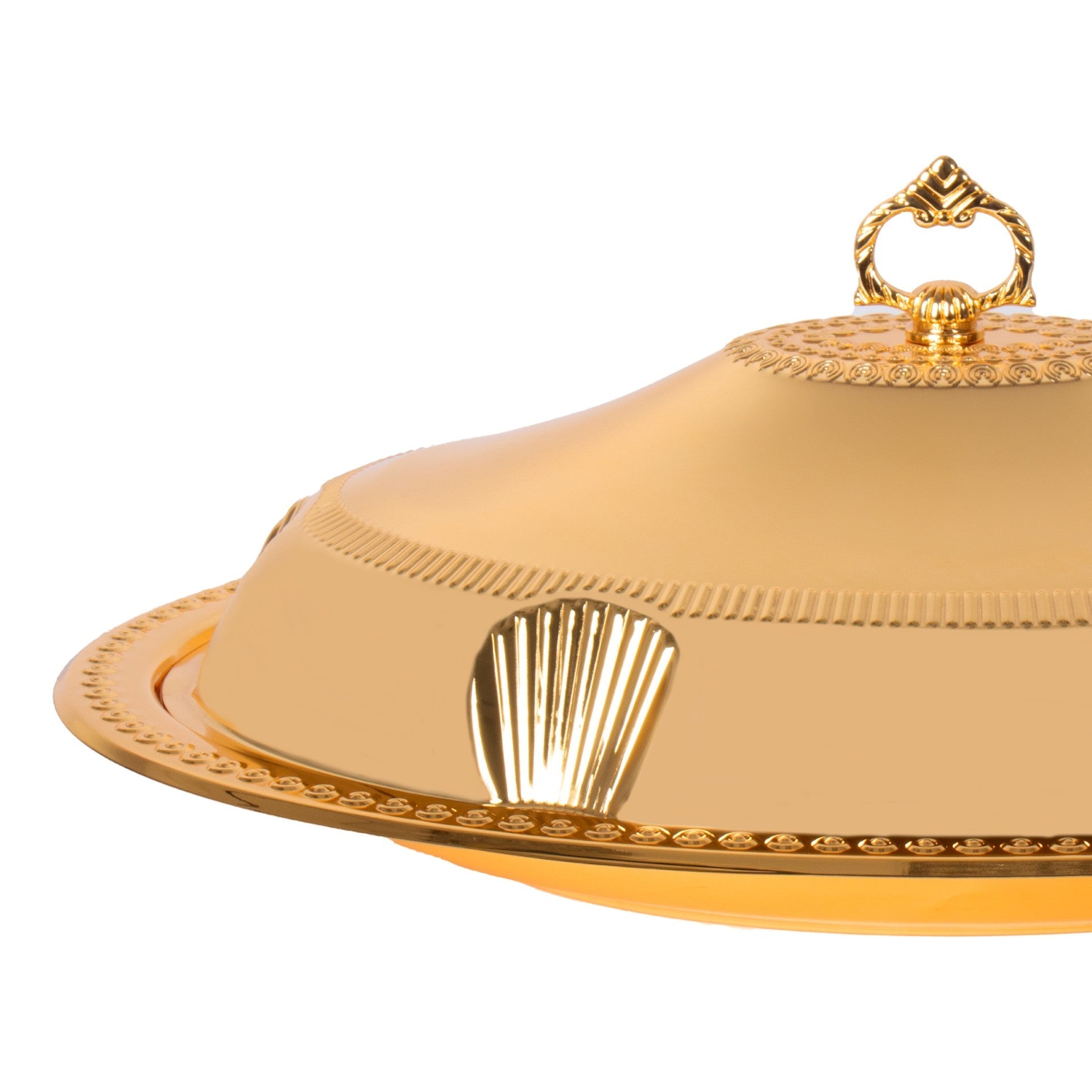 Elegant Gold Food Serving Cloche with Tray SQ Professional 58338LFG