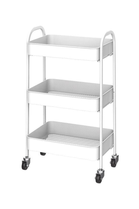 SQ Professional Durane Kitchen Trolley Storage Rack 3 Tier White Organizer