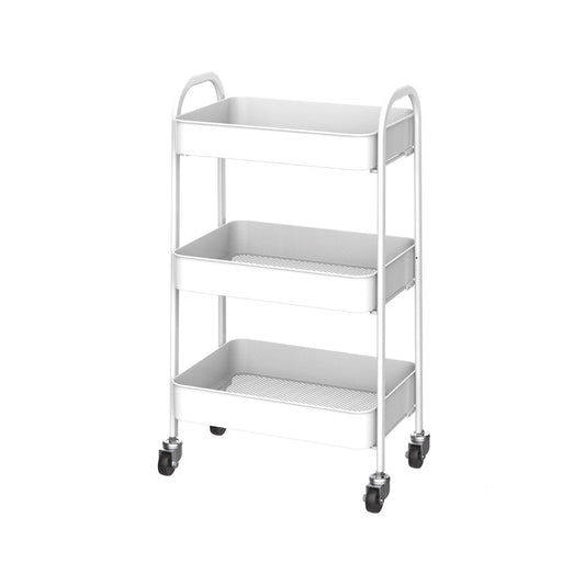SQ Professional Durane Kitchen Trolley Storage Rack 3 Tier White Organizer