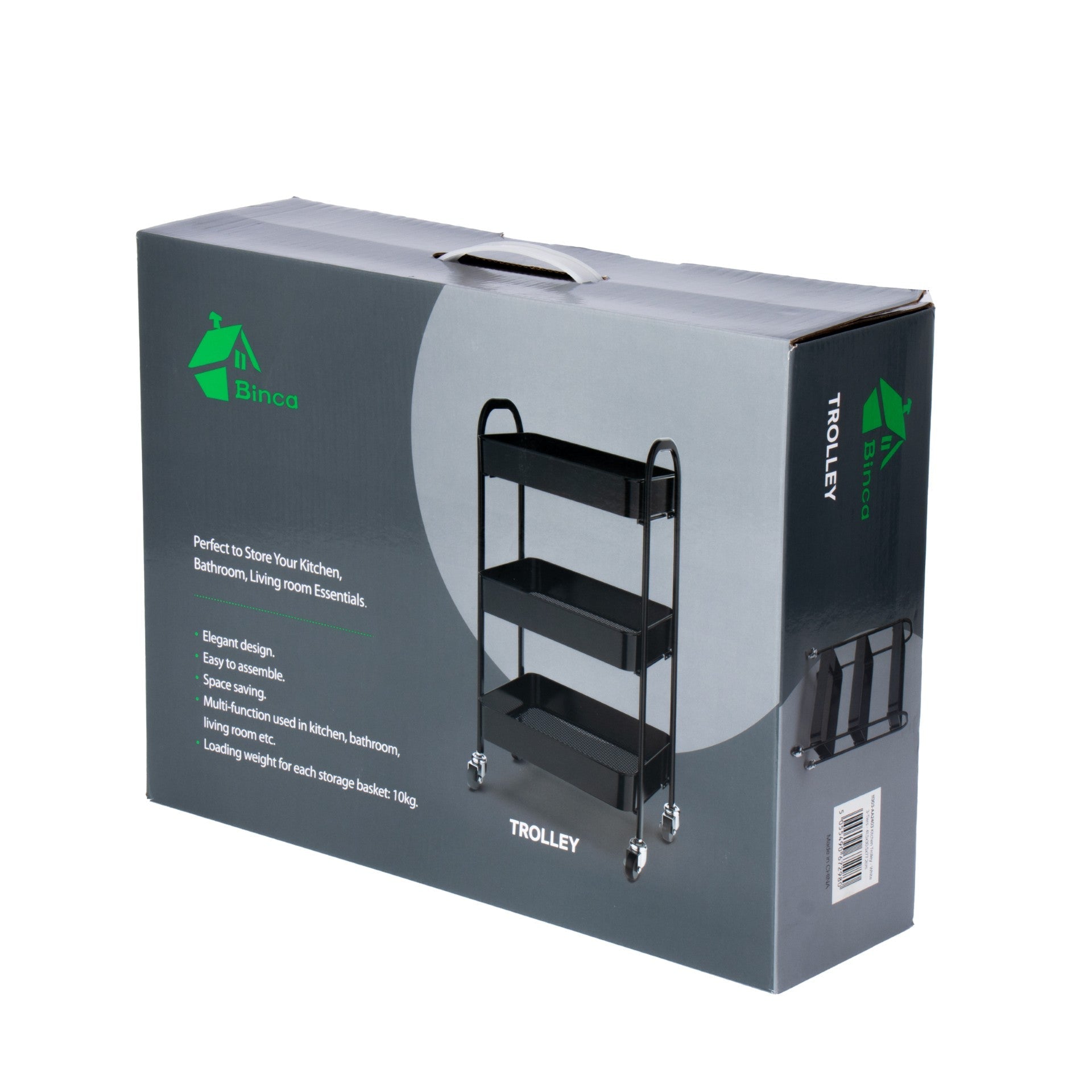 SQ Professional Durane Kitchen Trolley Storage Rack 3 Tier White Organizer