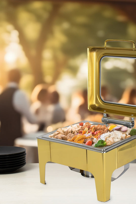 Elegant Gold Square Chafing Dish 6L Capacity
