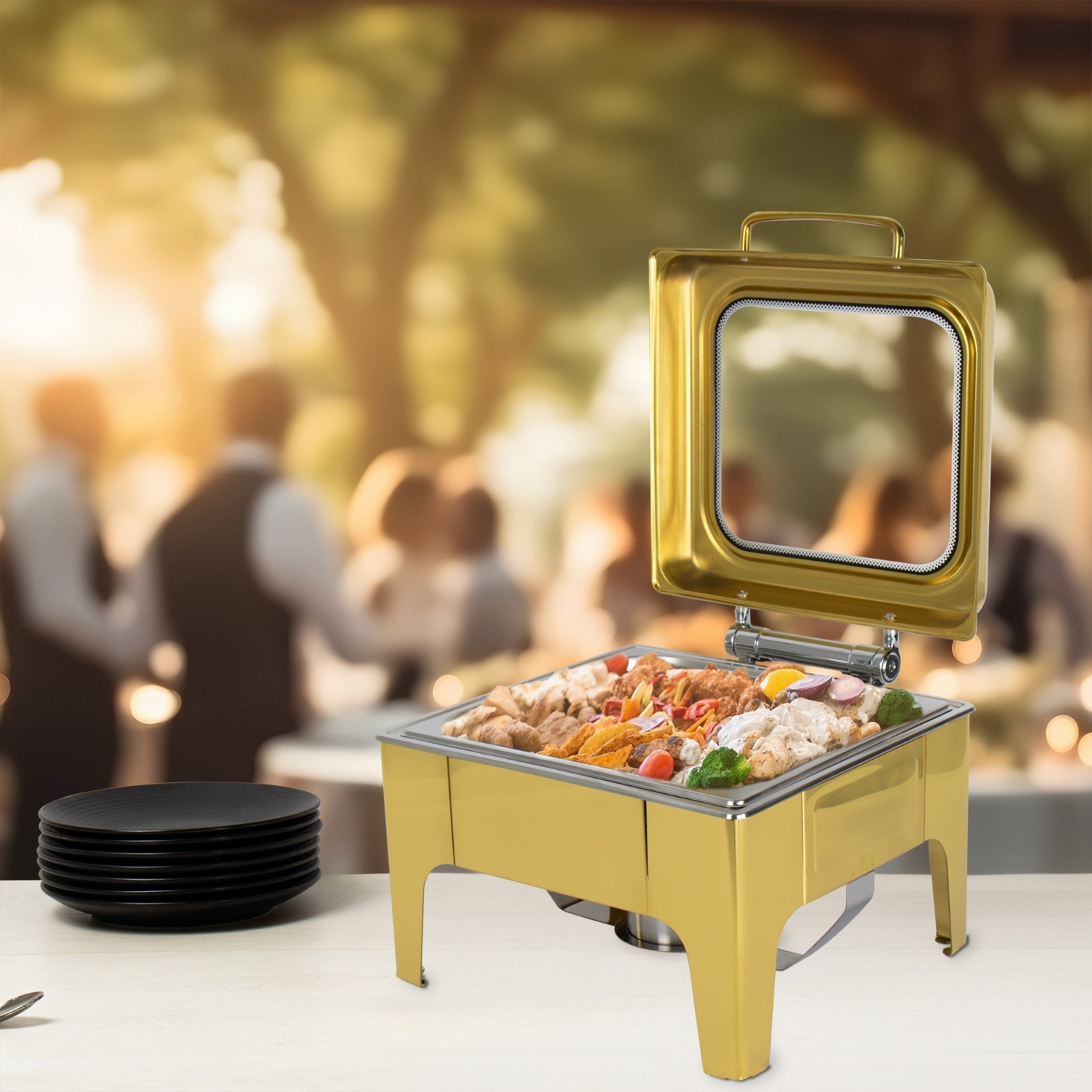 Elegant Gold Square Chafing Dish 6L Capacity