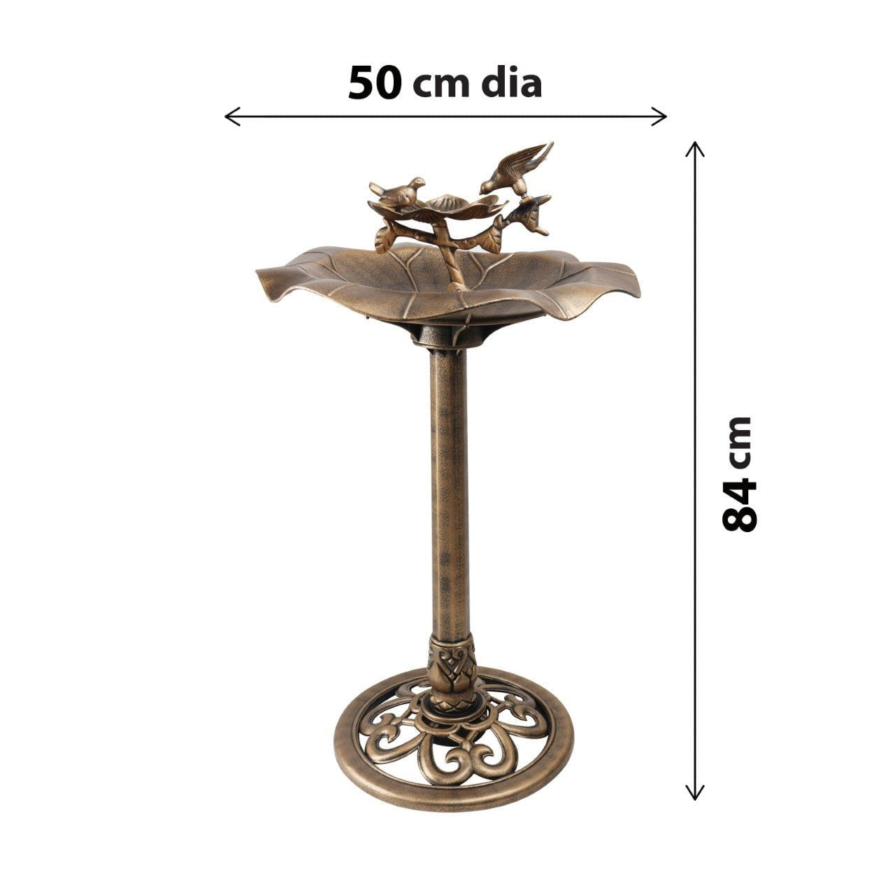 Bronze Effect Bird Bath with Charming Bird Figurines