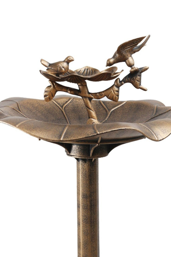 Bronze Effect Bird Bath with Charming Bird Figurines