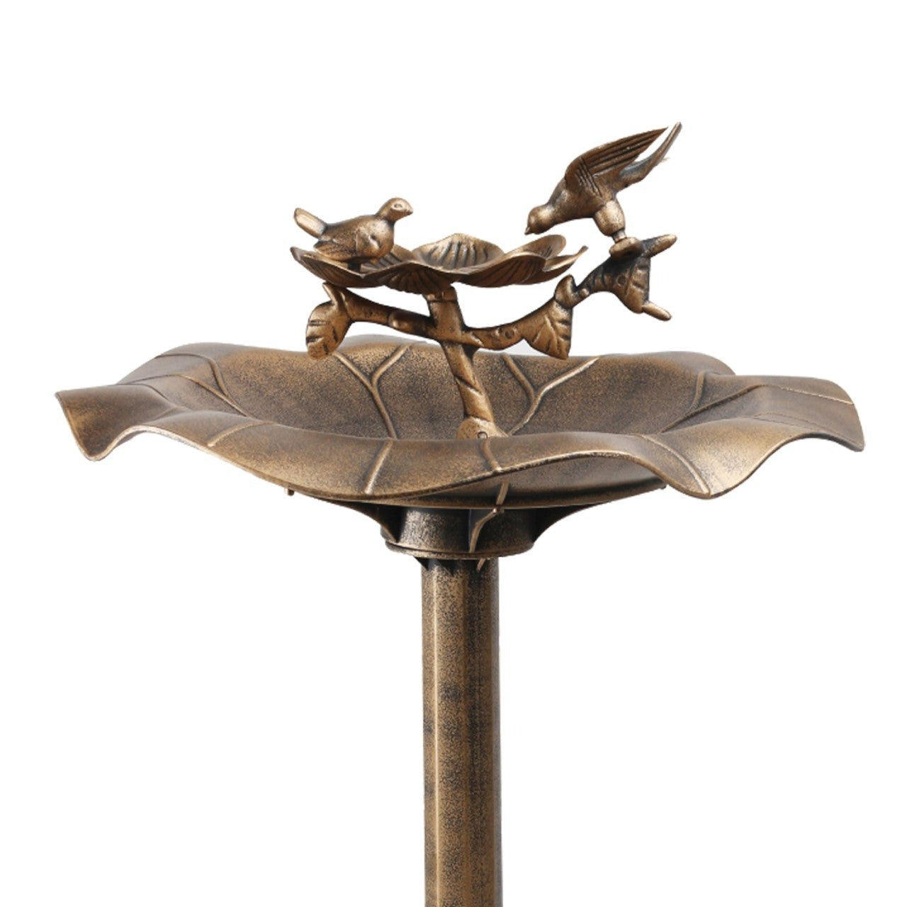 Bronze Effect Bird Bath with Charming Bird Figurines
