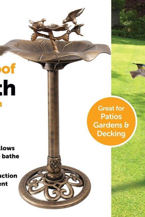Bronze Effect Bird Bath with Charming Bird Figurines
