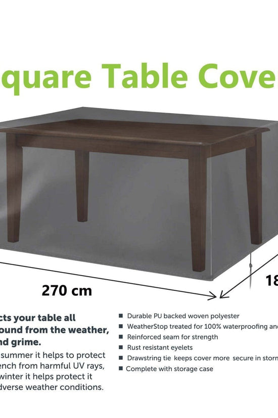 Waterproof Woven Square Garden Table Cover 270 x 180 x 89cm