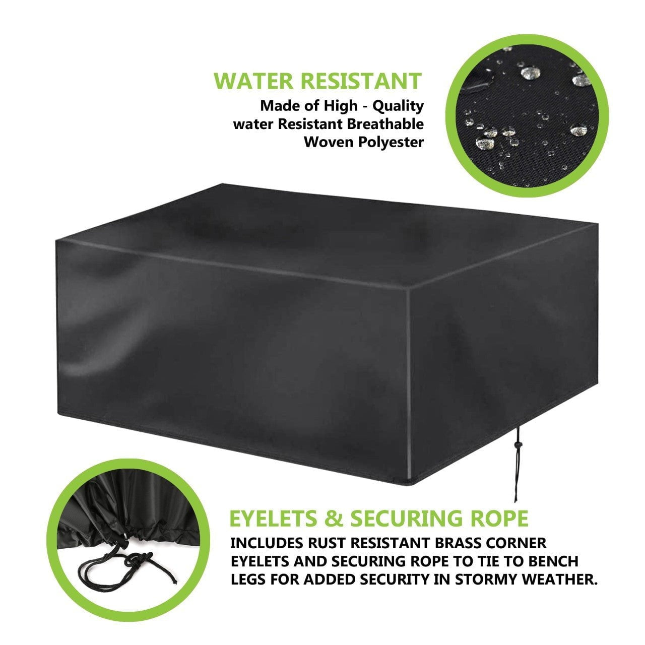 Waterproof Woven Square Garden Table Cover 270 x 180 x 89cm