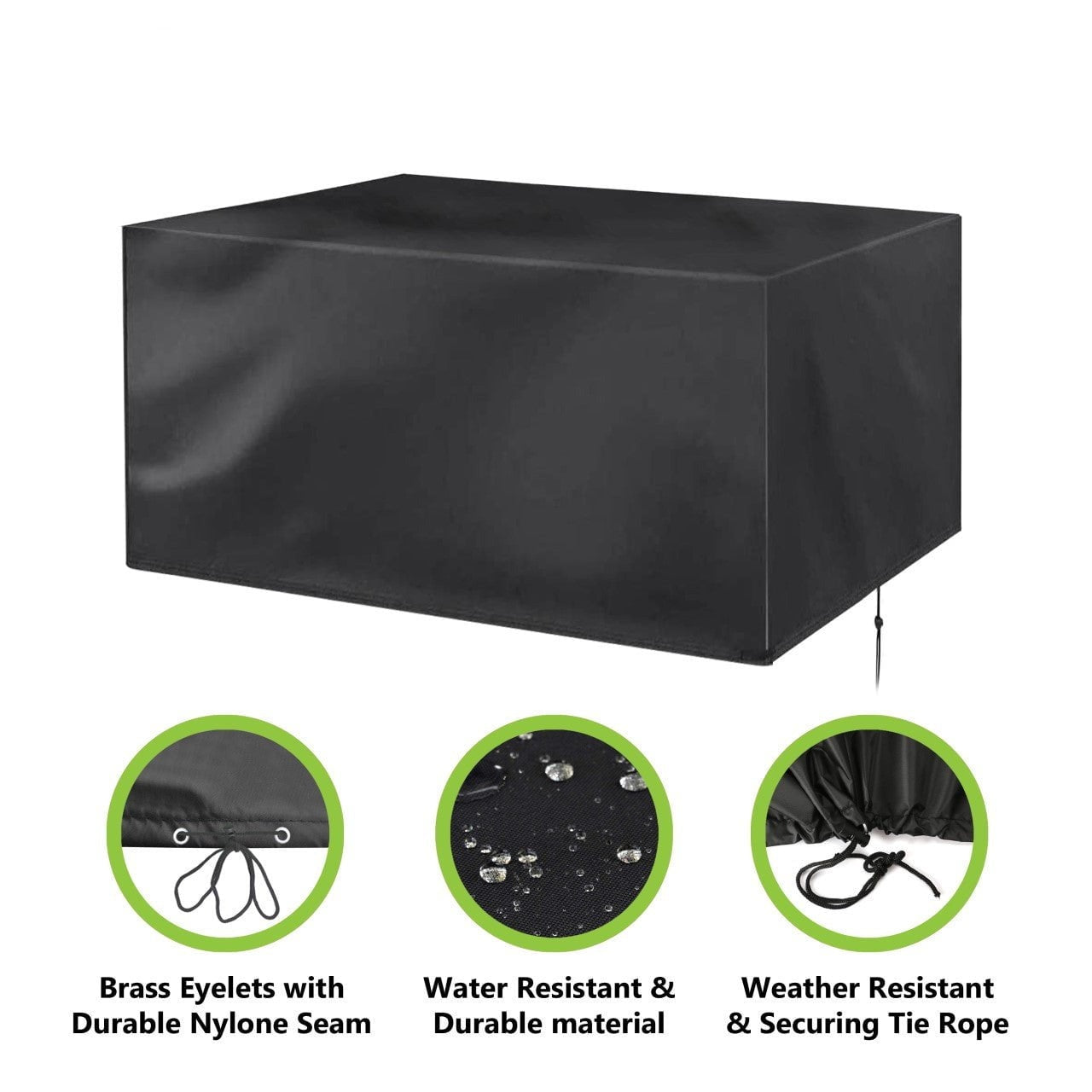 Waterproof Woven Square Garden Table Cover 270 x 180 x 89cm