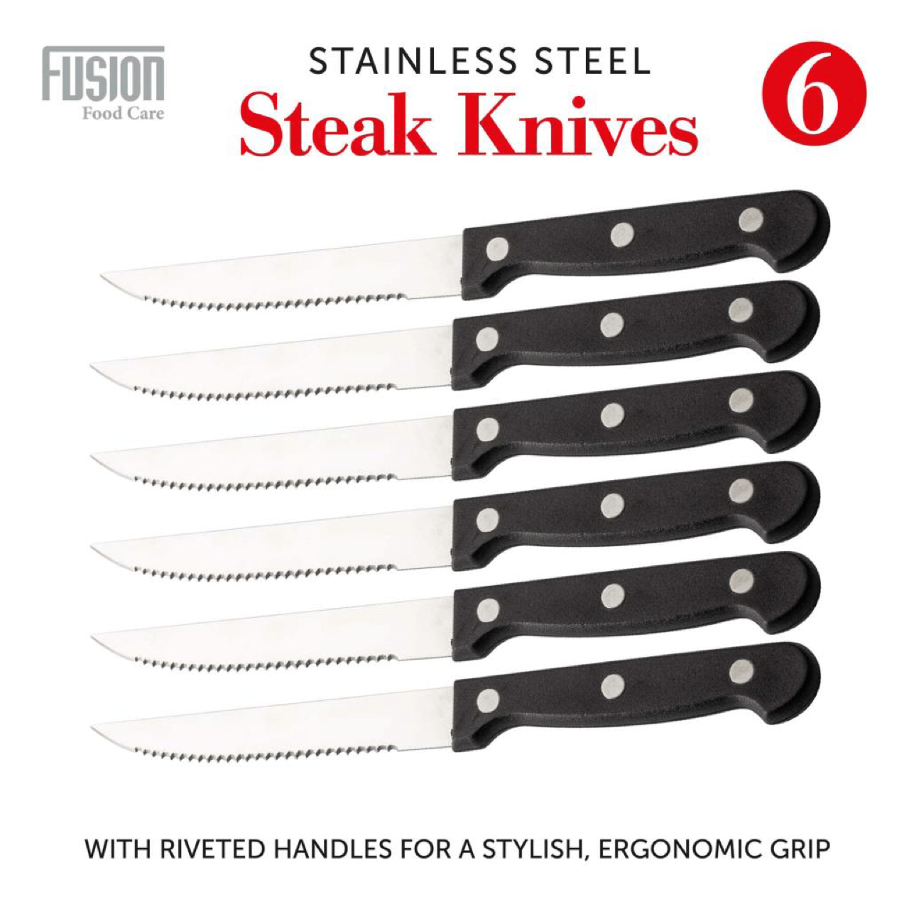 Premium Stainless Steel Serrated Steak Knives Set of 6