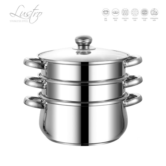 SQ Professional Lustro 3 Tier Stainless Steel Steamer 20cm 3L