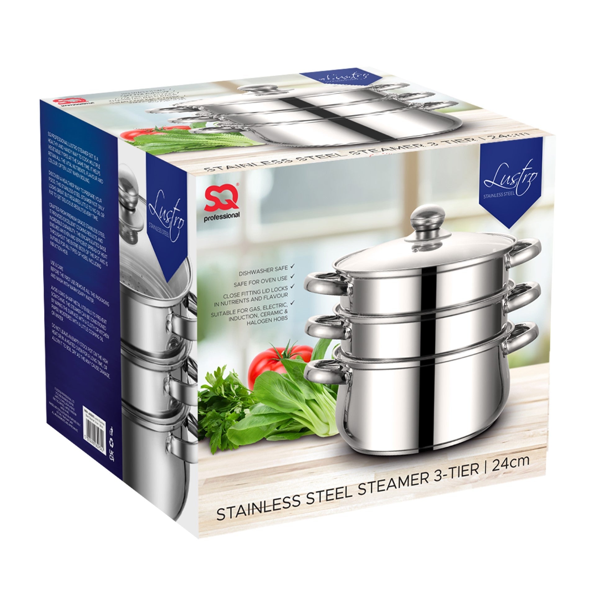 SQ Professional Lustro 3 Tier Stainless Steel Steamer 20cm 3L