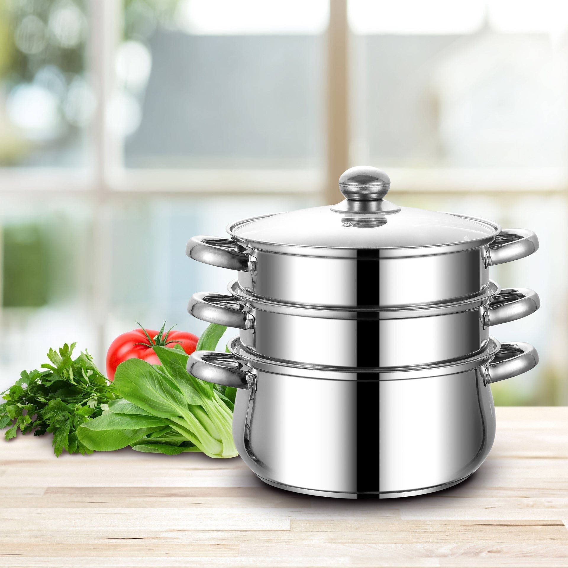 SQ Professional Lustro 3 Tier Stainless Steel Steamer 20cm 3L