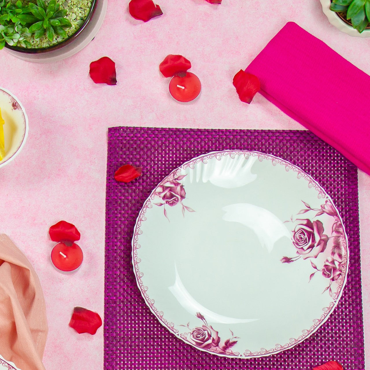 Elegant Opal Glass Side Plate Elisa Set of 6 19x2cm