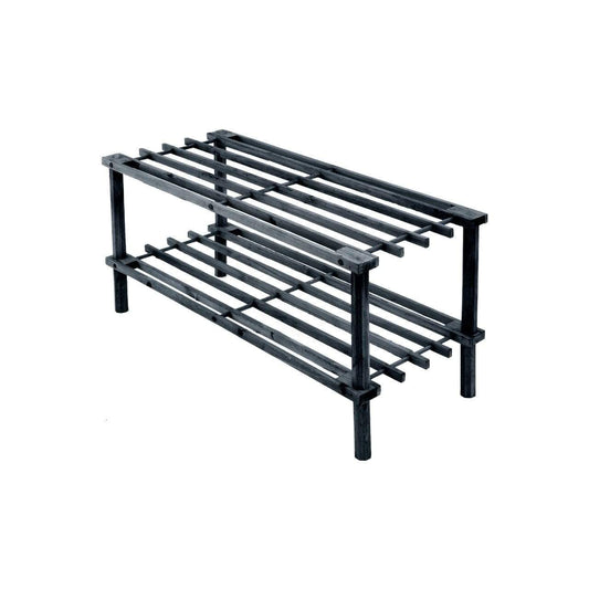 2 Tier Wooden Shoe Storage Rack Dark Brown 63 x 265 x 295cm