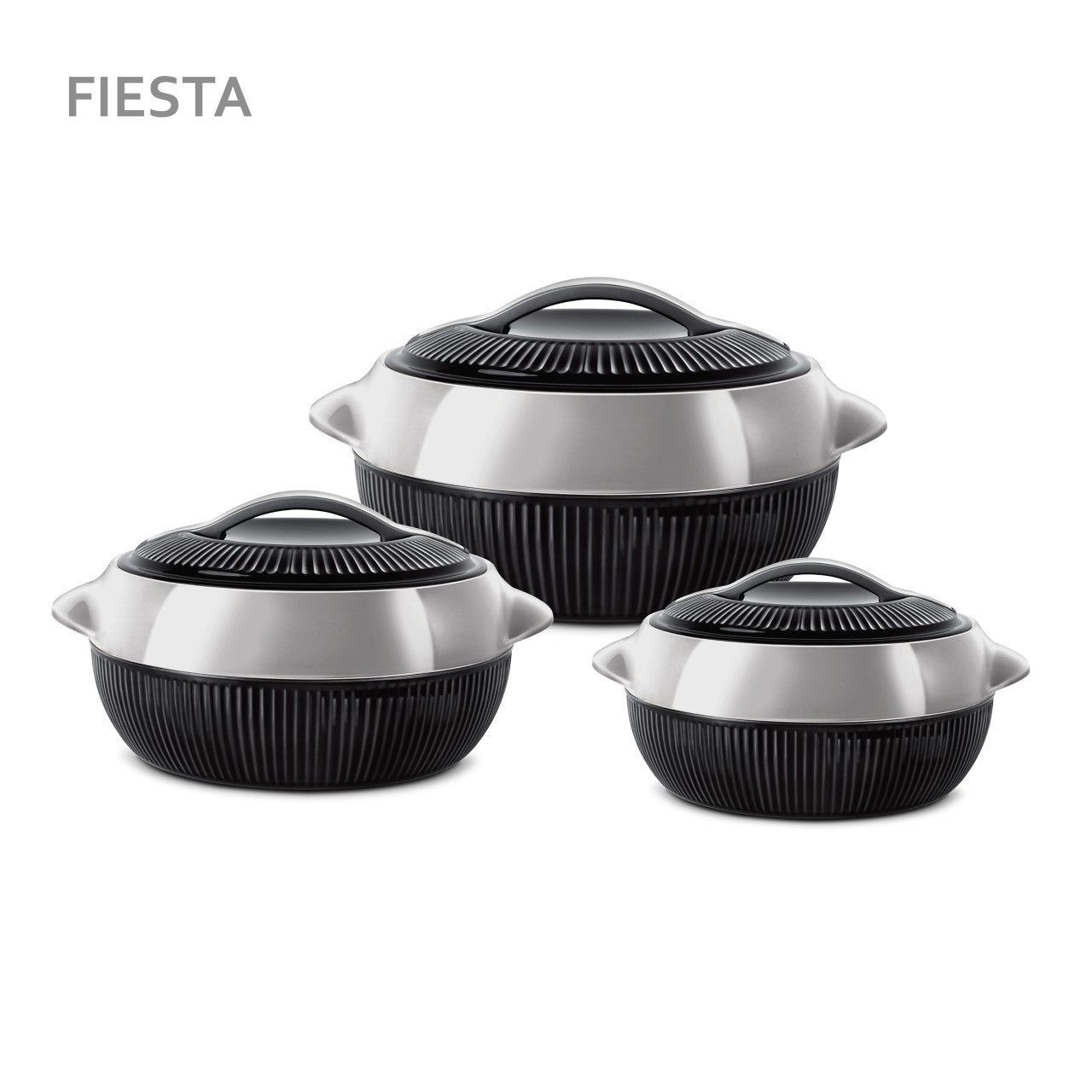SQ Professional Fiesta Insulated Casserole Set 3Piece BlackSilver