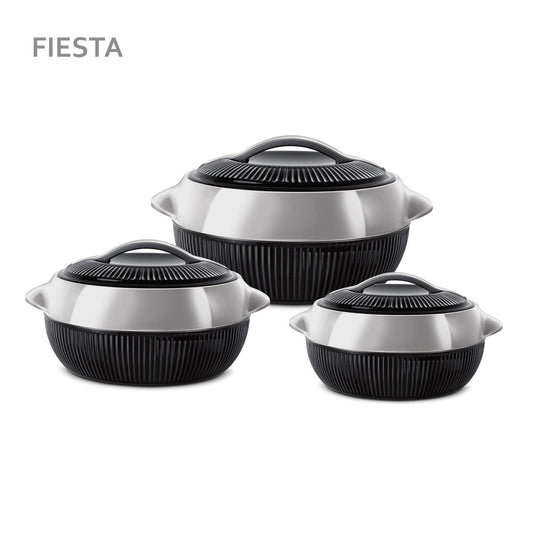 SQ Professional Fiesta Insulated Casserole Set 3Piece BlackSilver