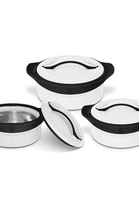 SQ Zenith Insulated Casserole Set 3pc WhiteBlack 1L 15L 25L