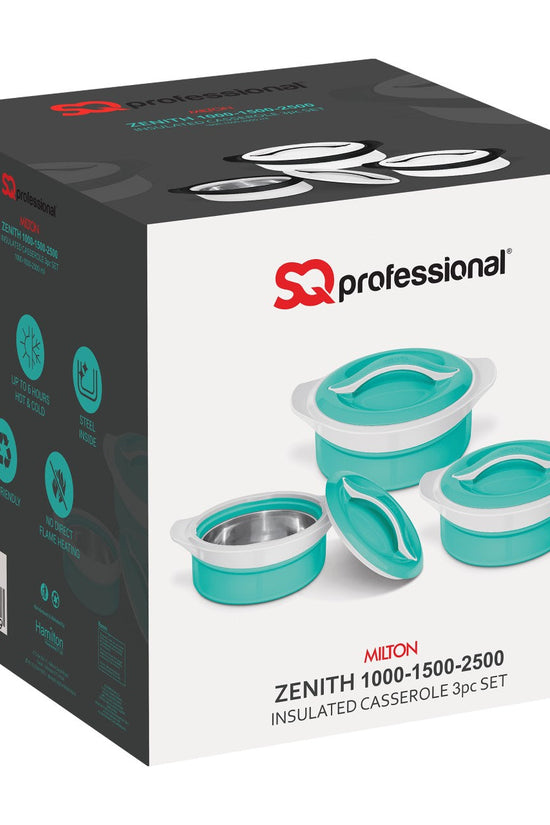 SQ Zenith Insulated Casserole Set 3pc WhiteBlack 1L 15L 25L