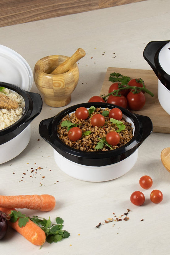 SQ Zenith Insulated Casserole Set 3pc WhiteBlack 1L 15L 25L