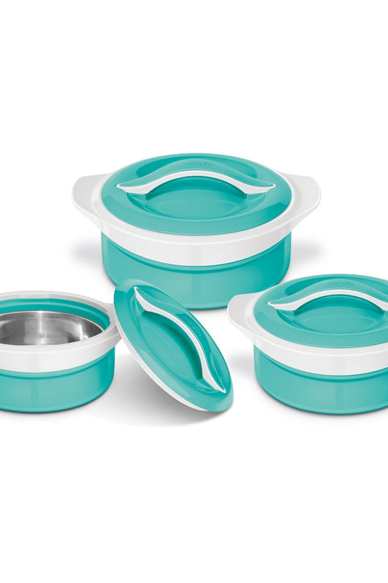 SQ Zenith Insulated Casserole Set AquaWhite 3 Piece Set