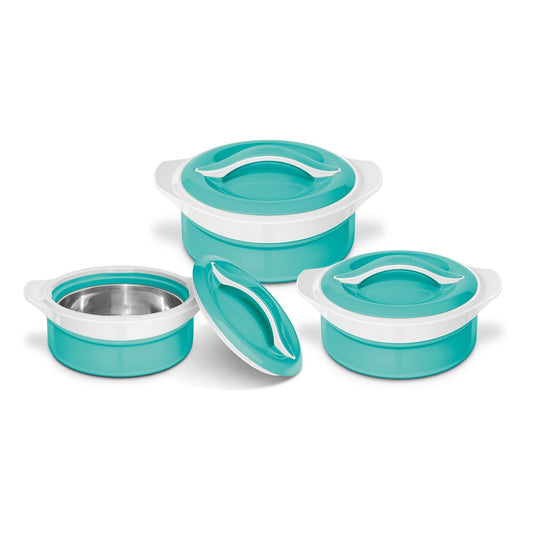 SQ Zenith Insulated Casserole Set AquaWhite 3 Piece Set