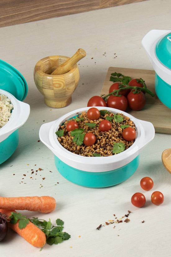 SQ Zenith Insulated Casserole Set AquaWhite 3 Piece Set