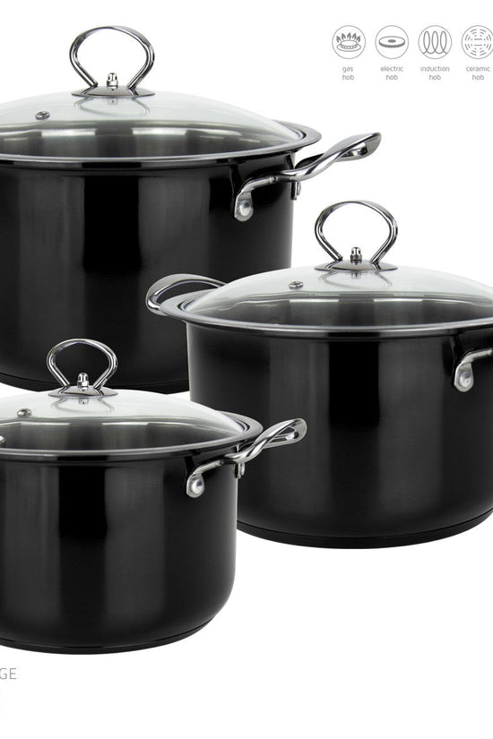 SQ Professional Gems Metallic Stockpot Set Onyx 3Piece