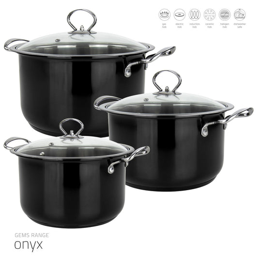 SQ Professional Gems Metallic Stockpot Set Onyx 3Piece