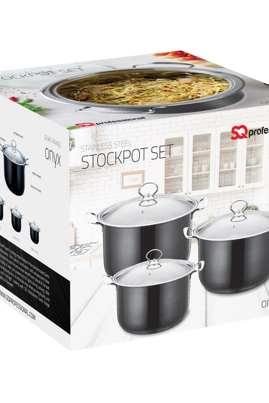 SQ Professional Gems Metallic Stockpot Set Onyx 3Piece
