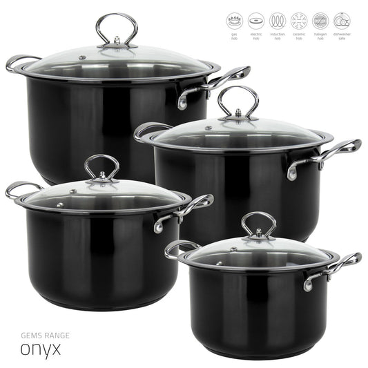 SQ Professional Gems Stainless Steel Stockpot Set Onyx 4Piece