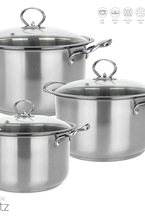 Gems Stainless Steel Stockpot Set 3pc Quartz 262830cm