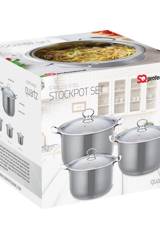 Gems Stainless Steel Stockpot Set 3pc Quartz 262830cm