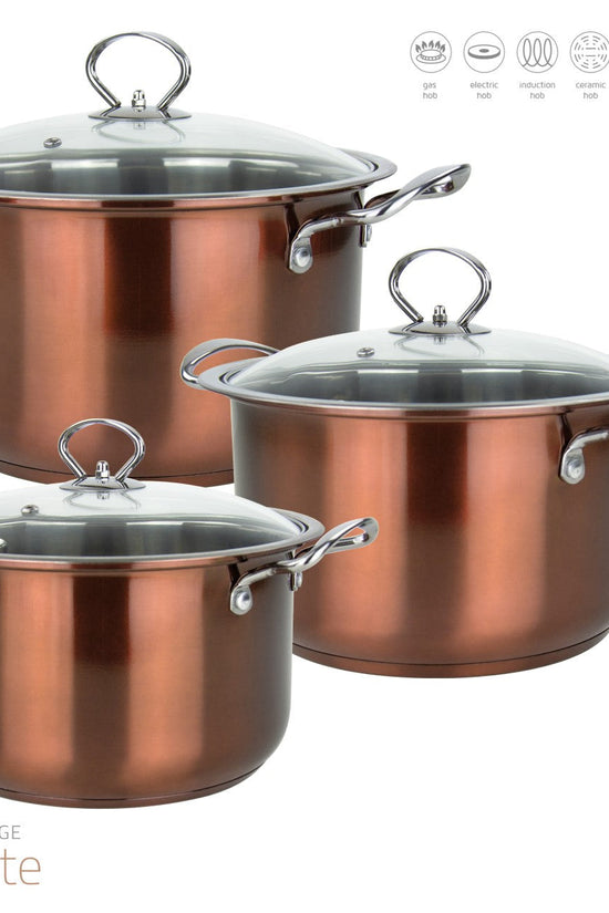 Premium Gems Stainless Steel Stockpot Set 3pc Axinite Collection