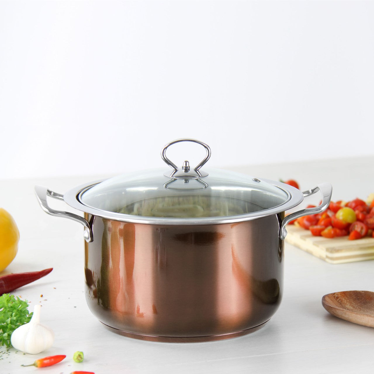 Premium Gems Stainless Steel Stockpot Set 3pc Axinite Collection