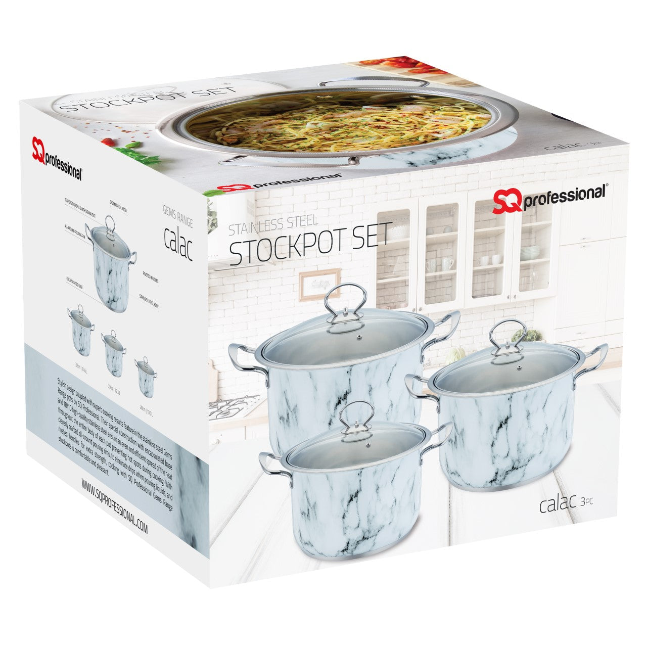 SQ Professional Gems Stainless Steel Stockpot Set 3pc Set