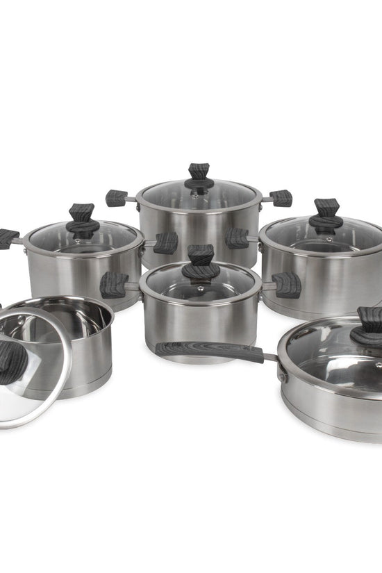 SQ Professional Lustro Touch Stainless Steel Cookware Set of 6 Black