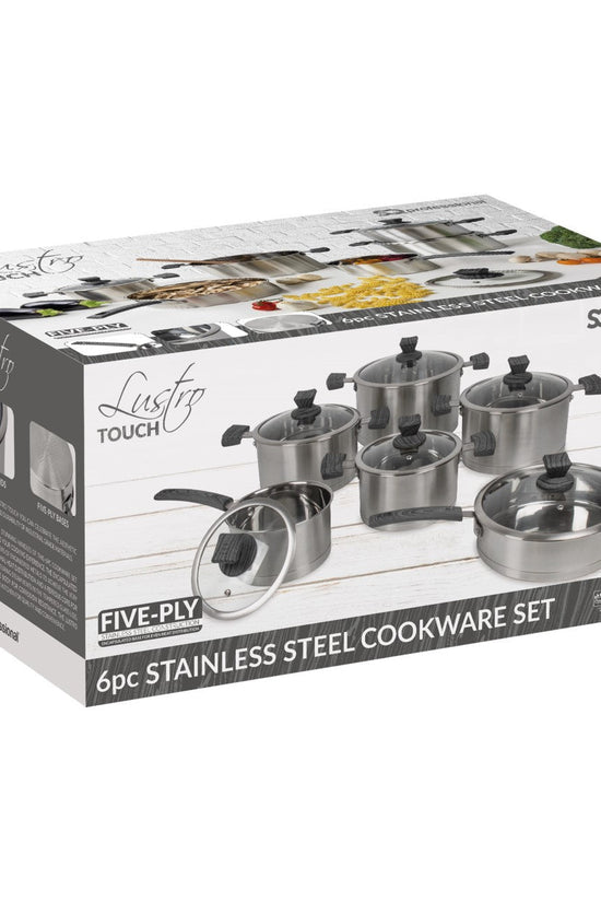 SQ Professional Lustro Touch Stainless Steel Cookware Set of 6 Black