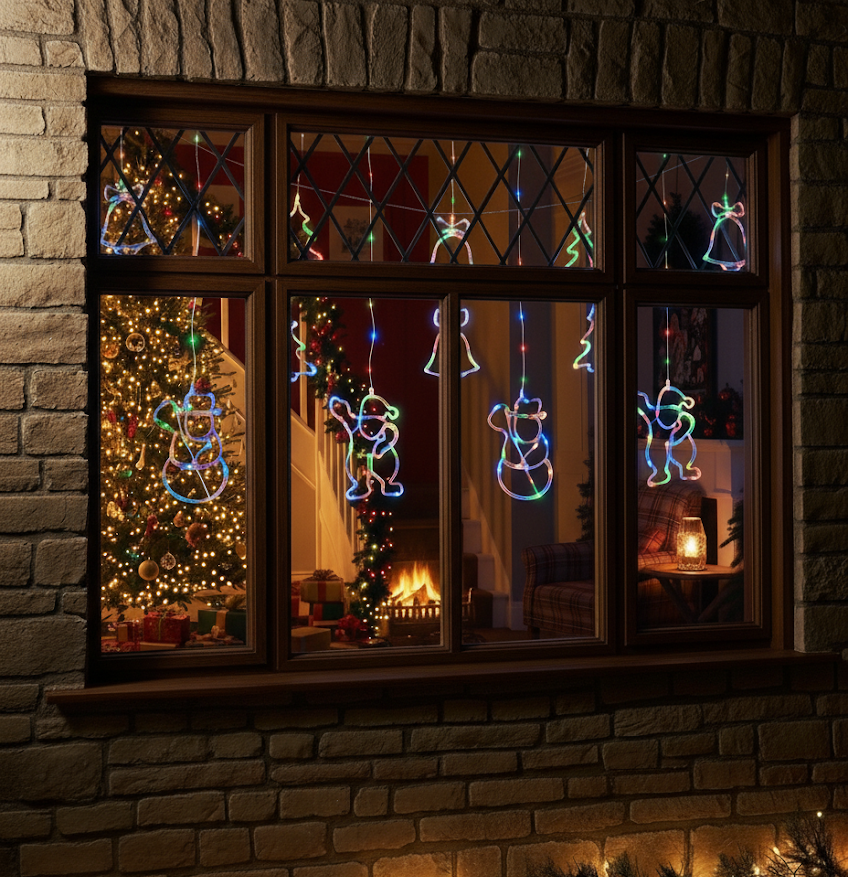 Christmas Tree Window Decoration 42cm Assorted Light Colours